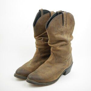DURANGO Boots Men's 10.5 Brown Distressed Leather Boots Pull On Mid Calf Slouch